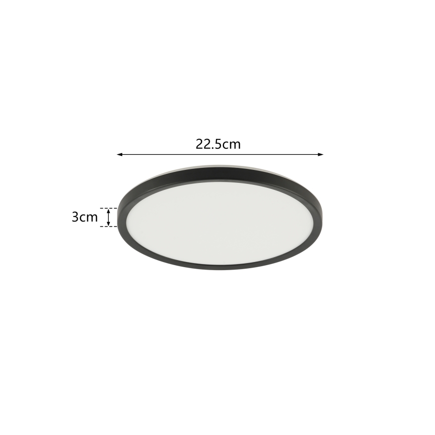 Brilagi - LED lubinis vonios šviestuvas ULTRA SLIM LED/12W/230V diametras 22,5 cm juoda IP54