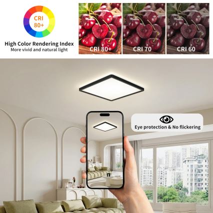 Brilagi - LED lubinis vonios šviestuvas ULTRA SLIM LED/24W/230V 42x42 cm juoda IP54