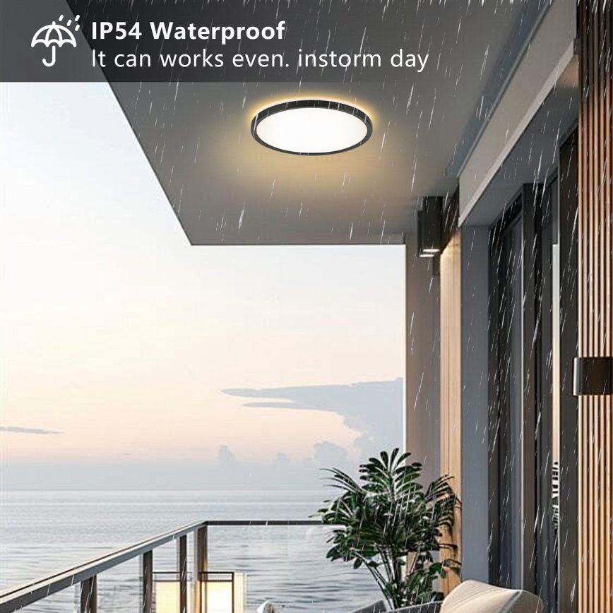 Brilagi - LED lubinis vonios šviestuvas ULTRA SLIM LED/24W/230V diametras 42 cm juoda IP54