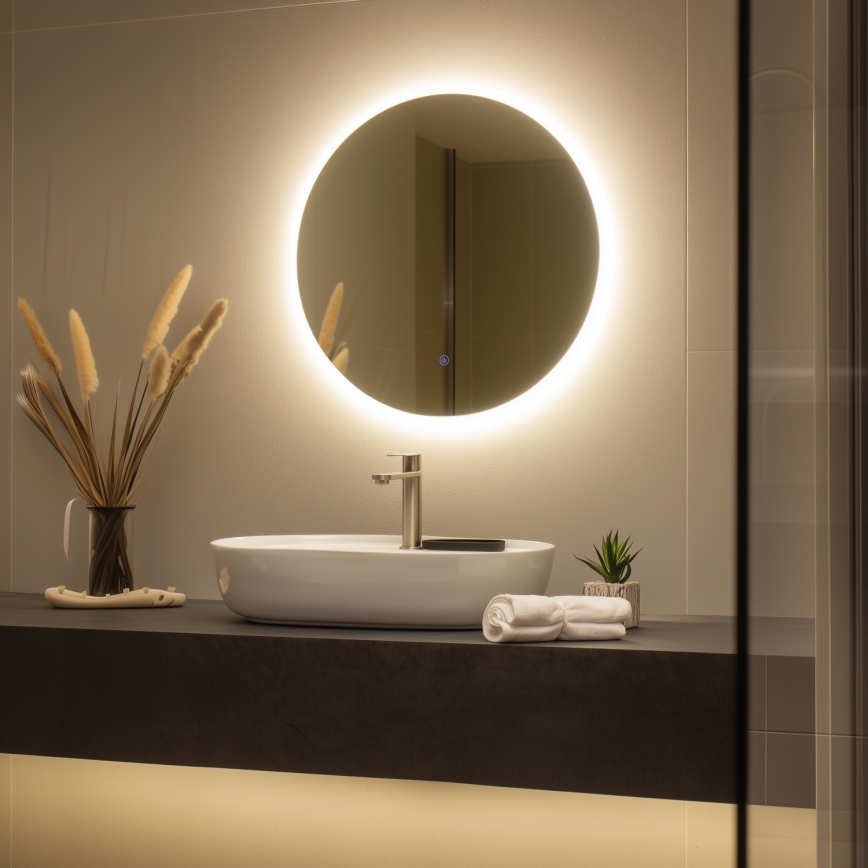Brilagi - LED vonios veidrodis LUNA LED/19W/230V Ø 60 cm IP44 CRI 90 reguliuojamas + CCT