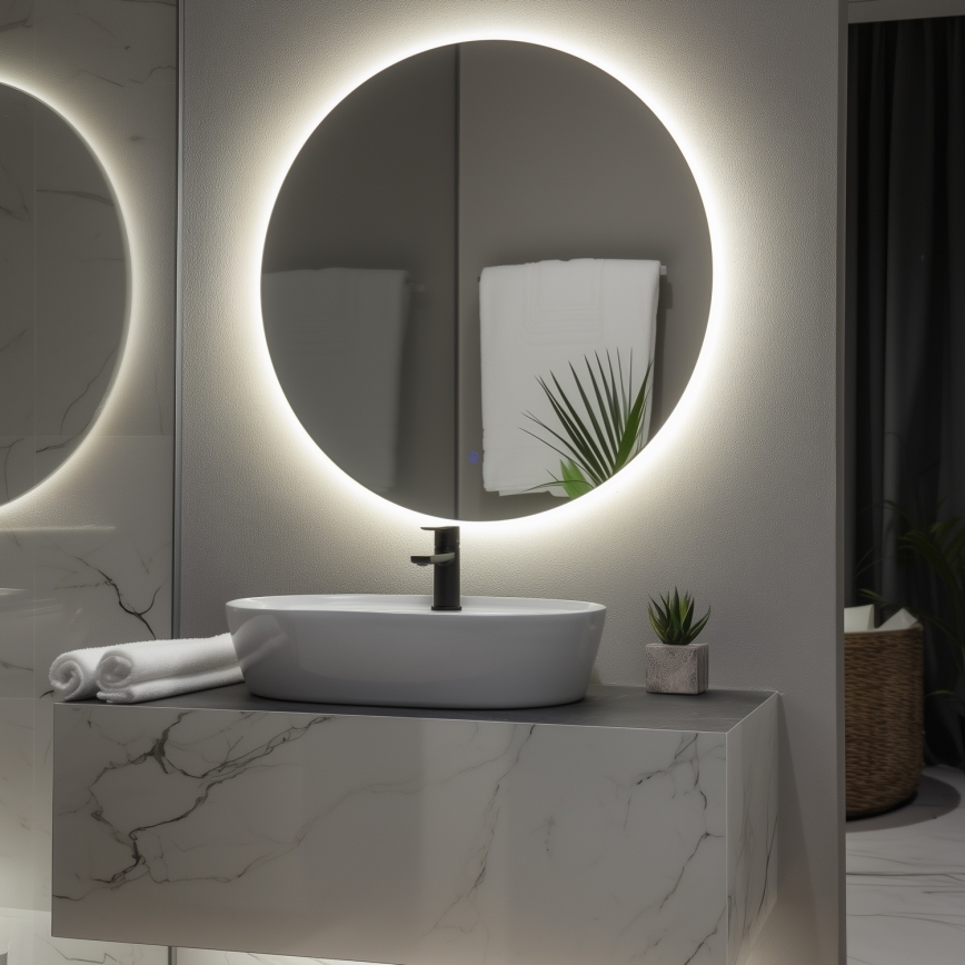 Brilagi - LED vonios veidrodis LUNA LED/26W/230V Ø 80 cm IP44 CRI 90 su reguliuojamu ryškumu + CCT