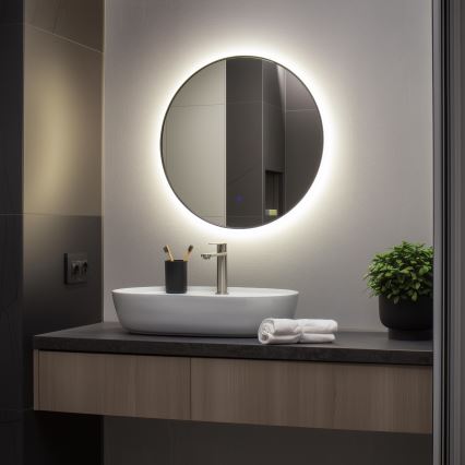 Brilagi - LED vonios veidrodis VENA BLACK LED/19W/230V Ø 60 cm IP44 CRI 90 dimeriuojamas + CCT