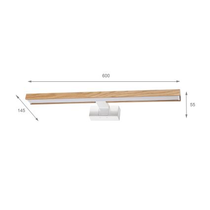 Brilagi - LED vonios veidrodžio apšvietimas 3 viename WOODY MIRROR LED/12W/230V 60 cm IP44 balta/ąžuolas