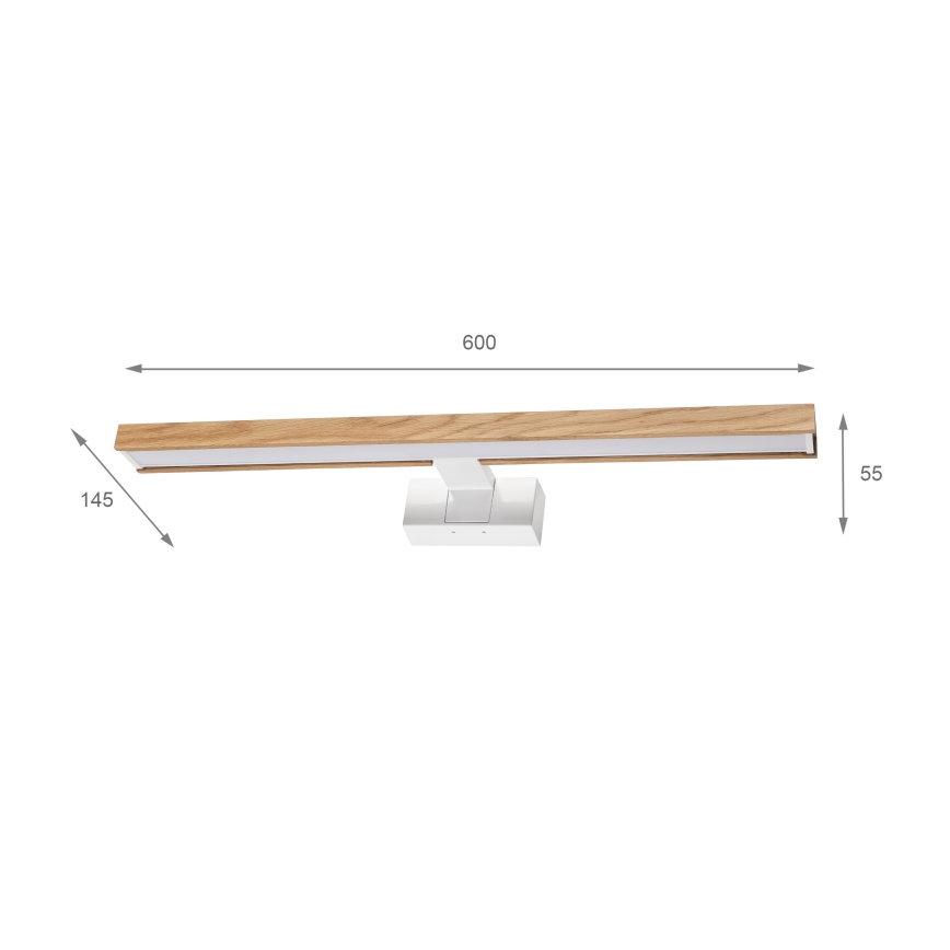 Brilagi - LED vonios veidrodžio apšvietimas 3 viename WOODY MIRROR LED/12W/230V 60 cm IP44 balta/ąžuolas