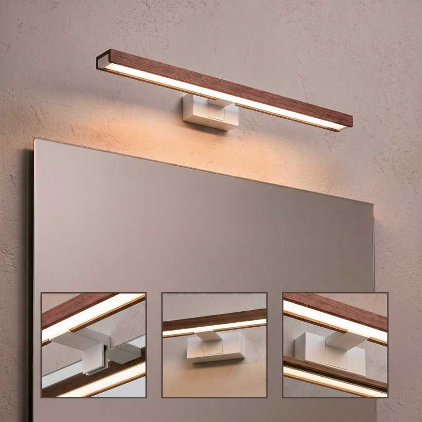Brilagi - WOODY MIRROR 3in1 LED vonios veidrodžio apšvietimas LED/12W/230V 60 cm IP44 balta/ąžuolas vyšnia