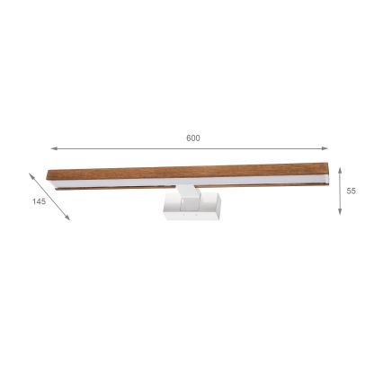 Brilagi - WOODY MIRROR 3in1 LED vonios veidrodžio apšvietimas LED/12W/230V 60 cm IP44 balta/ąžuolas vyšnia
