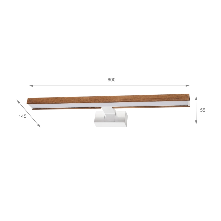 Brilagi - WOODY MIRROR 3in1 LED vonios veidrodžio apšvietimas LED/12W/230V 60 cm IP44 balta/ąžuolas vyšnia