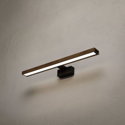 Brilagi - LED vonios veidrodžio apšvietimas 3 viename WOODY MIRROR LED/12W/230V IP44 juoda/ąžuolas riešutas