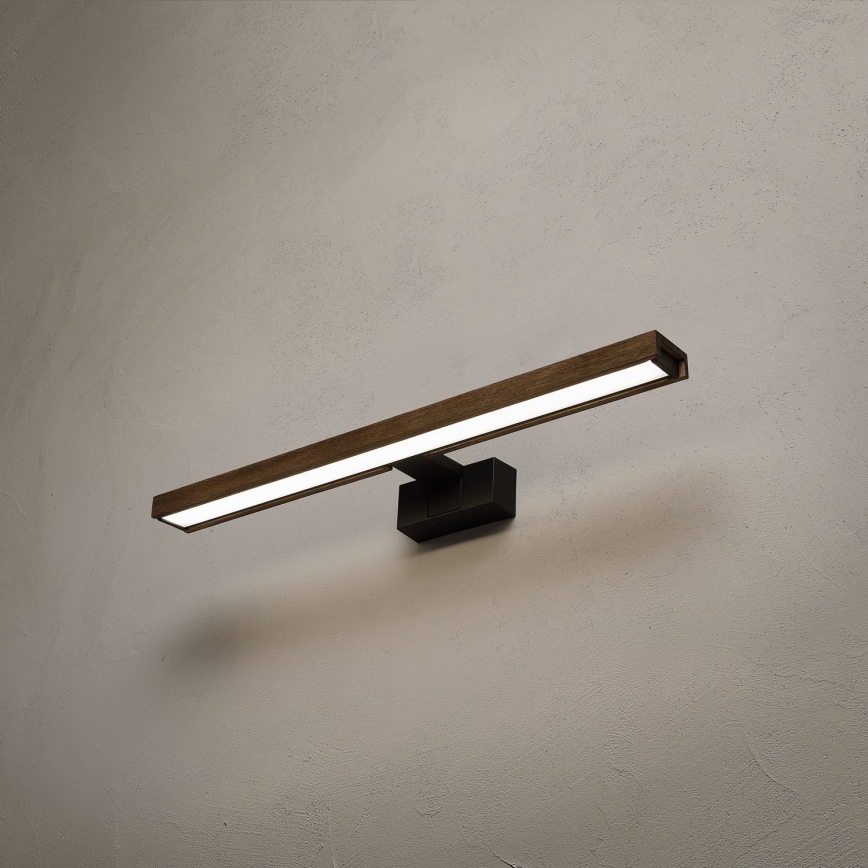 Brilagi - LED vonios veidrodžio apšvietimas 3 viename WOODY MIRROR LED/12W/230V IP44 juoda/ąžuolas riešutas