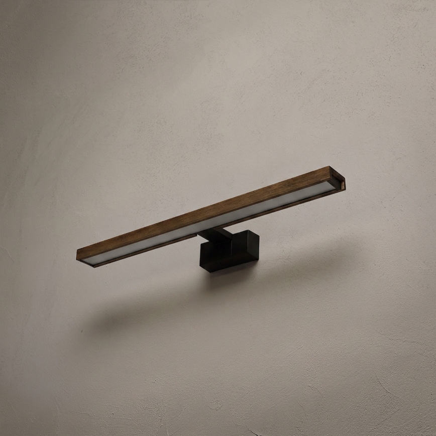 Brilagi - LED vonios veidrodžio apšvietimas 3 viename WOODY MIRROR LED/12W/230V IP44 juoda/ąžuolas riešutas