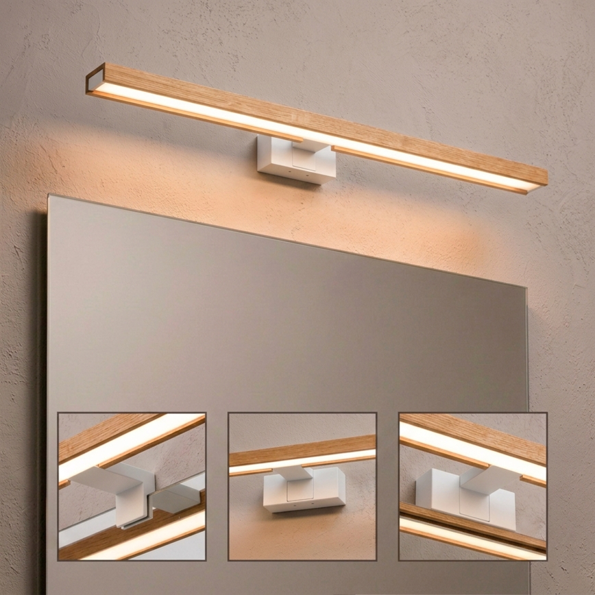 Brilagi - LED vonios veidrodžio apšvietimas 3 viename WOODY MIRROR LED/15W/230V 80 cm IP44 balta/ąžuolas