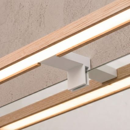 Brilagi - LED vonios veidrodžio apšvietimas 3 viename WOODY MIRROR LED/15W/230V 80 cm IP44 balta/ąžuolas