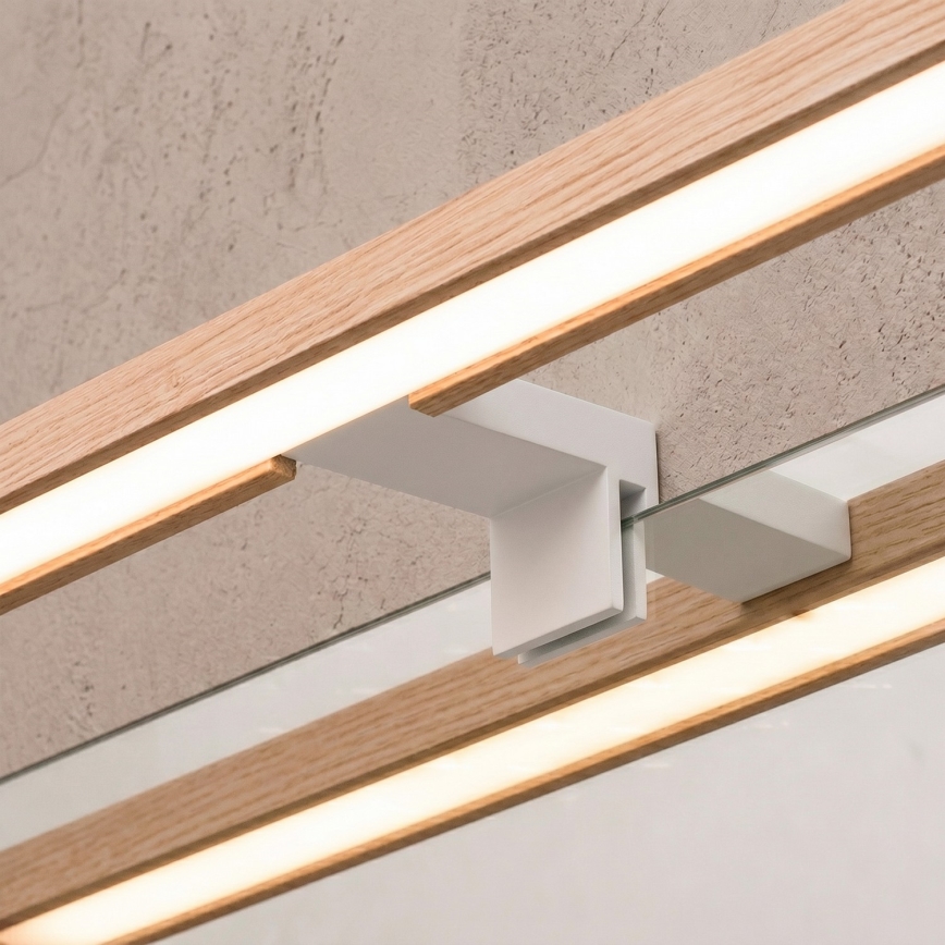 Brilagi - LED vonios veidrodžio apšvietimas 3 viename WOODY MIRROR LED/15W/230V 80 cm IP44 balta/ąžuolas