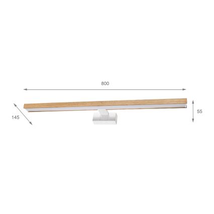 Brilagi - LED vonios veidrodžio apšvietimas 3 viename WOODY MIRROR LED/15W/230V 80 cm IP44 balta/ąžuolas