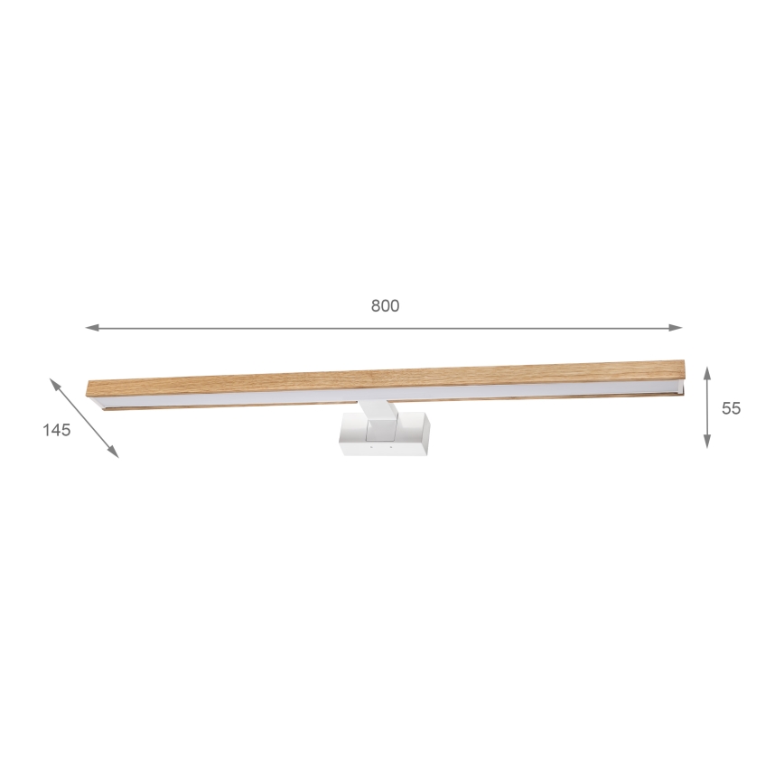 Brilagi - LED vonios veidrodžio apšvietimas 3 viename WOODY MIRROR LED/15W/230V 80 cm IP44 balta/ąžuolas