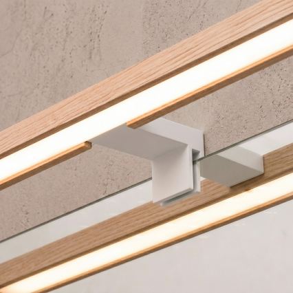 Brilagi - LED vonios veidrodžio apšvietimas 3 viename WOODY MIRROR LED/8W/230V 40 cm IP44 balta/ąžuolas