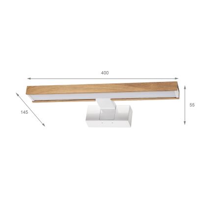 Brilagi - LED vonios veidrodžio apšvietimas 3 viename WOODY MIRROR LED/8W/230V 40 cm IP44 balta/ąžuolas