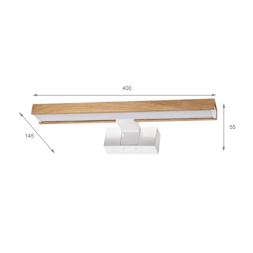 Brilagi - LED vonios veidrodžio apšvietimas 3 viename WOODY MIRROR LED/8W/230V 40 cm IP44 balta/ąžuolas