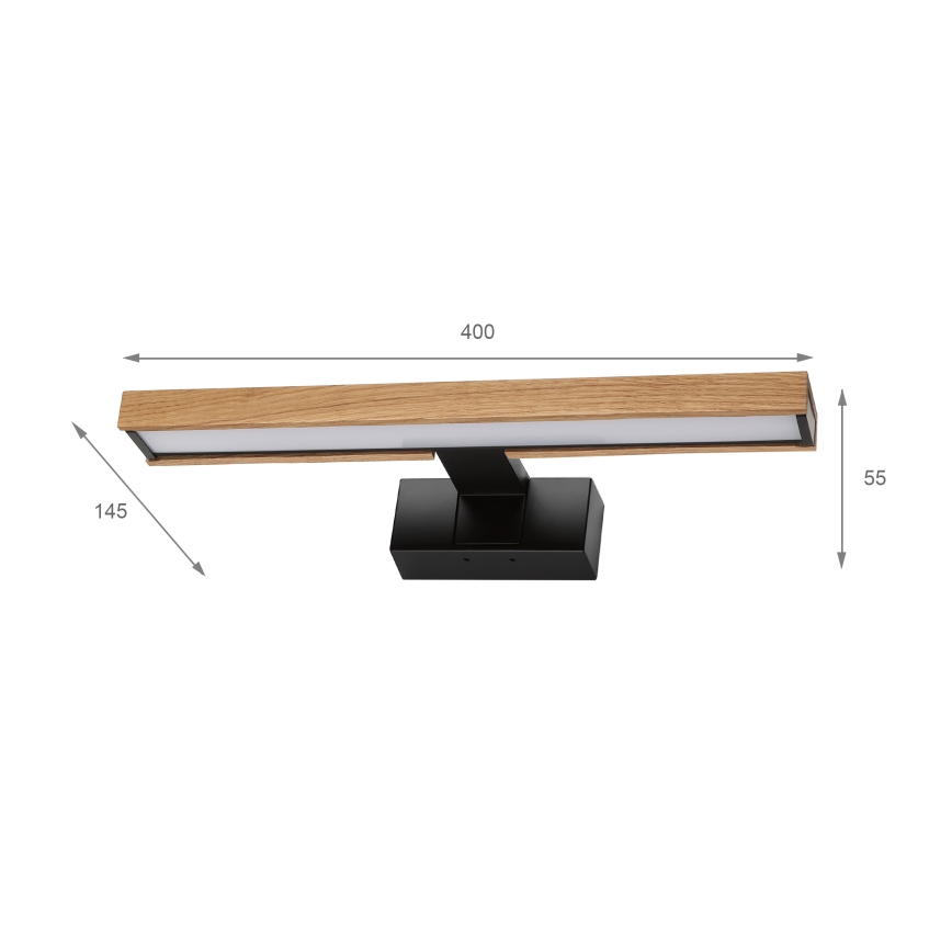Brilagi - LED vonios veidrodžio apšvietimas 3in1 WOODY MIRROR LED/8W/230V IP44 juoda/ąžuolas