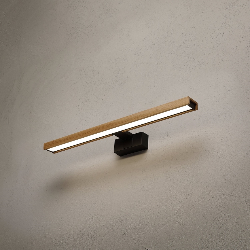 Brilagi - LED vonios veidrodžio apšvietimas 3 viename WOODY MIRROR LED/12W/230V 60 cm IP44 juoda/ąžuolas
