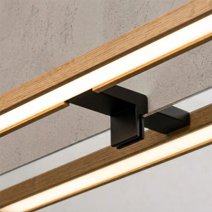 Brilagi - LED vonios veidrodžio apšvietimas 3 viename WOODY MIRROR LED/12W/230V 60 cm IP44 juoda/ąžuolas