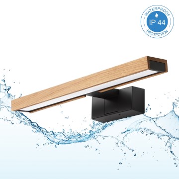 Brilagi - LED vonios veidrodžio apšvietimas 3in1 WOODY MIRROR LED/8W/230V IP44 juoda/ąžuolas