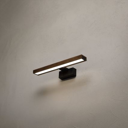 Brilagi - LED vonios veidrodžio apšvietimas 3 viename WOODY MIRROR LED/8W/230V 40 cm IP44 juoda/ąžuolas–riešutas