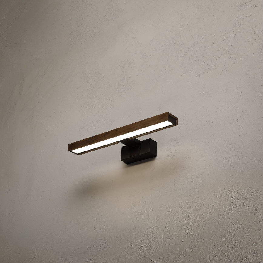 Brilagi - LED vonios veidrodžio apšvietimas 3 viename WOODY MIRROR LED/8W/230V 40 cm IP44 juoda/ąžuolas–riešutas