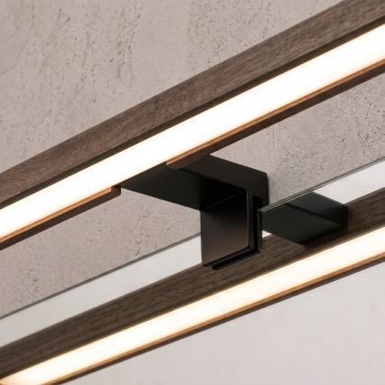 Brilagi - LED vonios veidrodžio apšvietimas 3 viename WOODY MIRROR LED/8W/230V 40 cm IP44 juoda/ąžuolas–riešutas