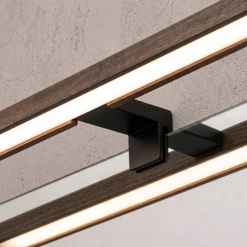 Brilagi - LED vonios veidrodžio apšvietimas 3 viename WOODY MIRROR LED/8W/230V 40 cm IP44 juoda/ąžuolas–riešutas