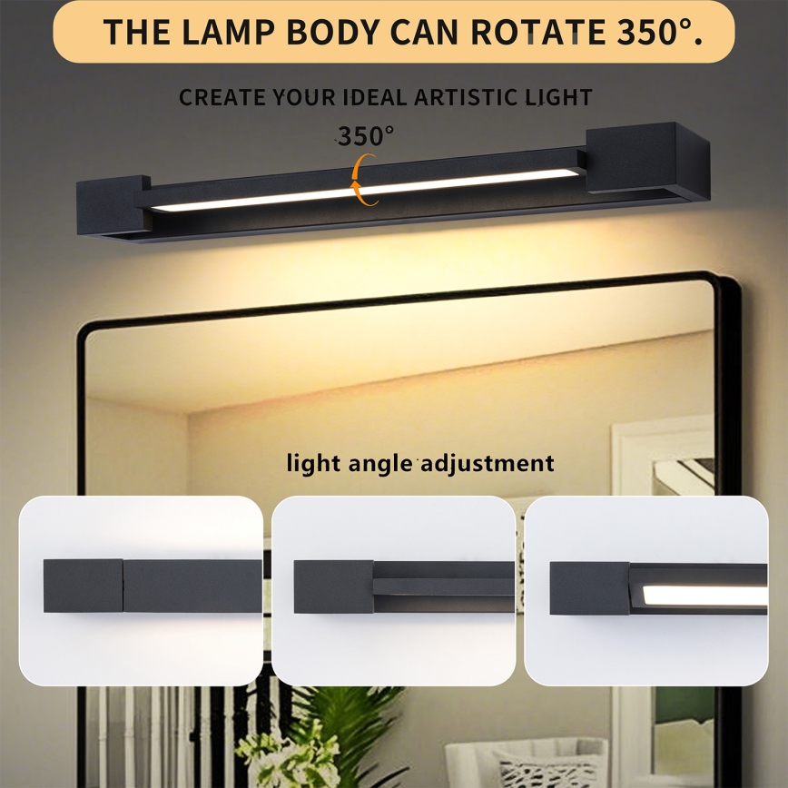 Brilagi - LED vonios veidrodžio apšvietimas AQUA LINE LED/12W/230V 45 cm IP44 juoda CRI 90