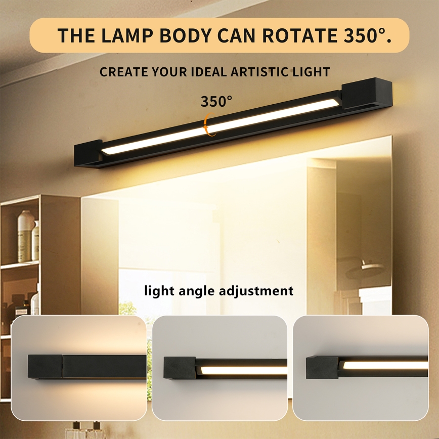 Brilagi - LED vonios veidrodžio apšvietimas AQUA LINE LED/18W/230V 60 cm IP44 juoda CRI 90