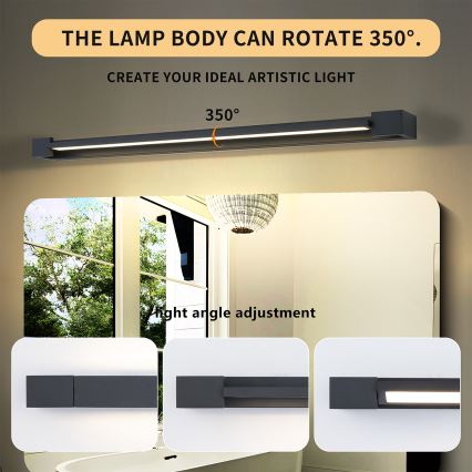 Brilagi - LED vonios veidrodžio apšvietimas AQUA LINE LED/24W/230V 90 cm IP44 juoda CRI 90