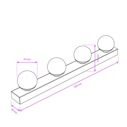 Brilagi - LED vonios veidrodžio apšvietimas HOLLYWOOD 4xLED/3W/230V 53 cm IP44 auksinis