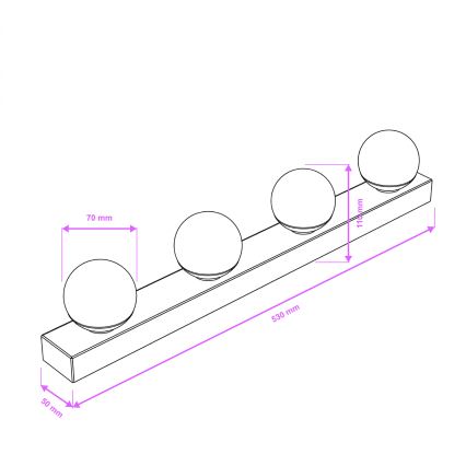 Brilagi - LED vonios veidrodžio apšvietimas HOLLYWOOD 4xLED/3W/230V 53 cm IP44 juoda