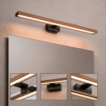 Brilagi - LED vonios veidrodžio apšvietimas WOODY MIRROR 3v1 LED/15W/230V 80 cm IP44 juoda/vyšnios ąžuolas