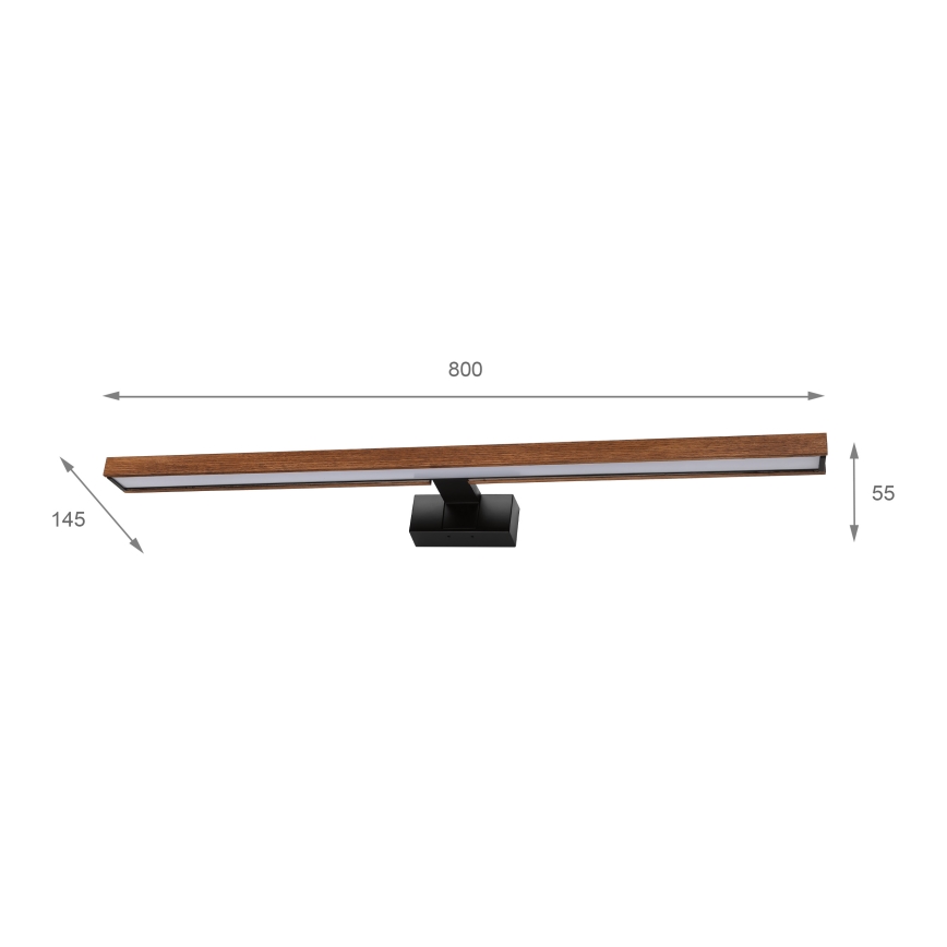 Brilagi - LED vonios veidrodžio apšvietimas WOODY MIRROR 3v1 LED/15W/230V 80 cm IP44 juoda/vyšnios ąžuolas