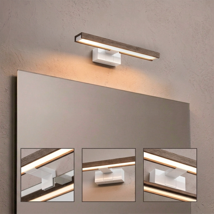 Brilagi - LED vonios veidrodžio apšvietimas WOODY MIRROR 3 viename LED/8W/230V 40 cm IP44 balta/ąžuolas