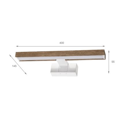 Brilagi - LED vonios veidrodžio apšvietimas WOODY MIRROR 3 viename LED/8W/230V 40 cm IP44 balta/ąžuolas