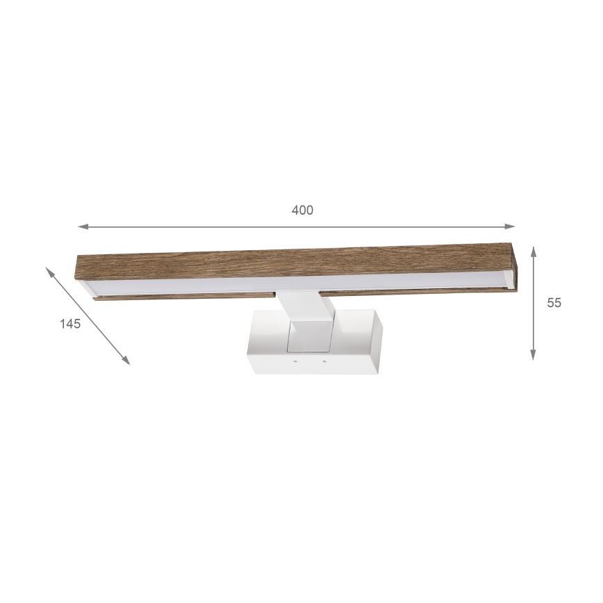 Brilagi - LED vonios veidrodžio apšvietimas WOODY MIRROR 3 viename LED/8W/230V 40 cm IP44 balta/ąžuolas