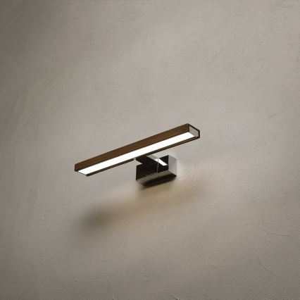 Brilagi - LED vonios kambario veidrodžio apšvietimas WOODY MIRROR 3in1 LED/8W/230V 40 cm IP44 blizgus chromas/ąžuolas/riešutas