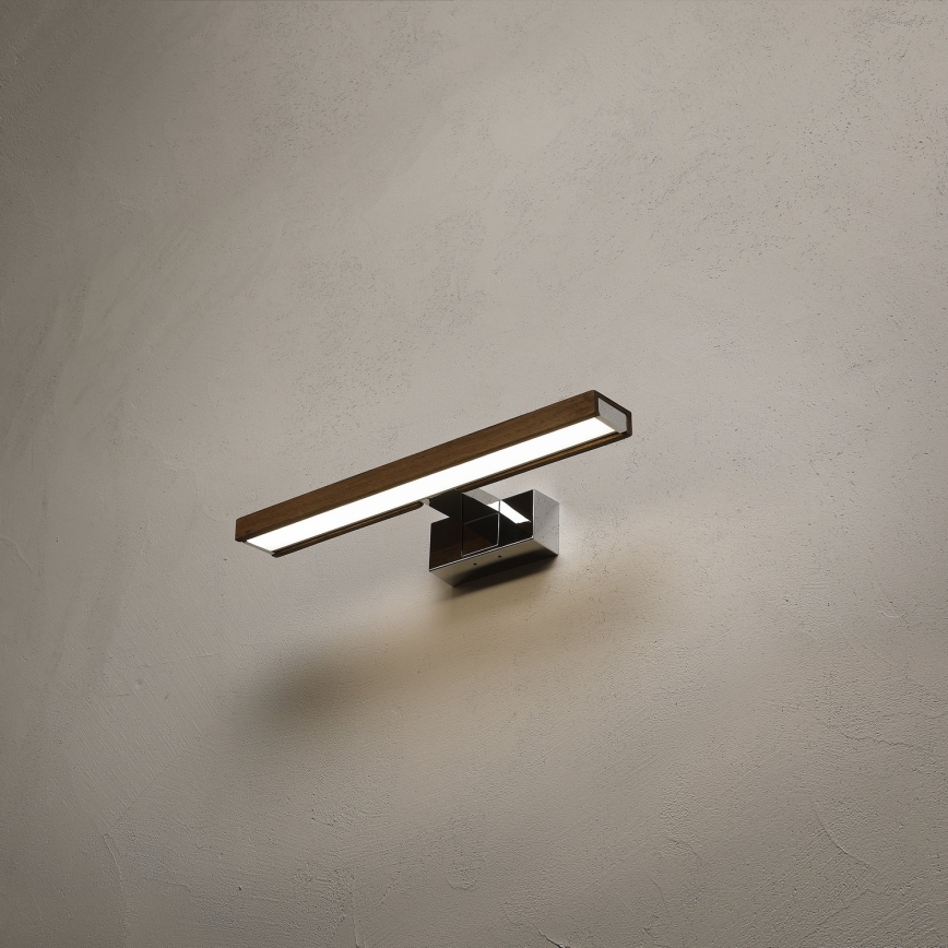 Brilagi - LED vonios kambario veidrodžio apšvietimas WOODY MIRROR 3in1 LED/8W/230V 40 cm IP44 blizgus chromas/ąžuolas/riešutas