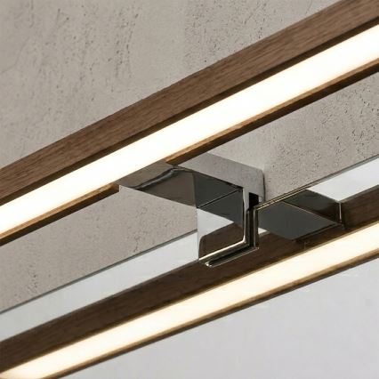 Brilagi - LED vonios kambario veidrodžio apšvietimas WOODY MIRROR 3in1 LED/8W/230V 40 cm IP44 blizgus chromas/ąžuolas/riešutas