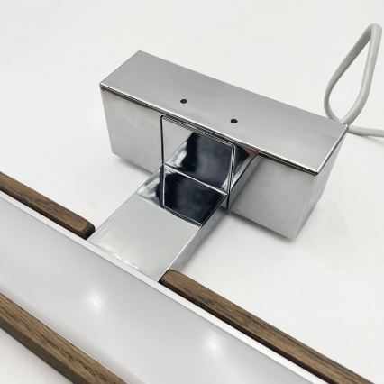 Brilagi - LED vonios kambario veidrodžio apšvietimas WOODY MIRROR 3in1 LED/8W/230V 40 cm IP44 blizgus chromas/ąžuolas/riešutas