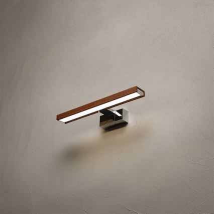 Brilagi - LED vonios veidrodžio apšvietimas WOODY MIRROR 3 viename LED/8W/230V 40 cm IP44 blizgus chromas/vyšninis ąžuolas