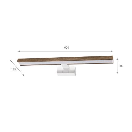 Brilagi - LED vonios veidrodžio apšvietimas WOODY MIRROR 3v1 LED/12W/230V 60 cm IP44 balta/ąžuolas/riešutas