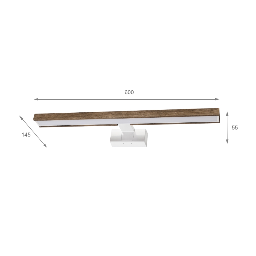 Brilagi - LED vonios veidrodžio apšvietimas WOODY MIRROR 3v1 LED/12W/230V 60 cm IP44 balta/ąžuolas/riešutas
