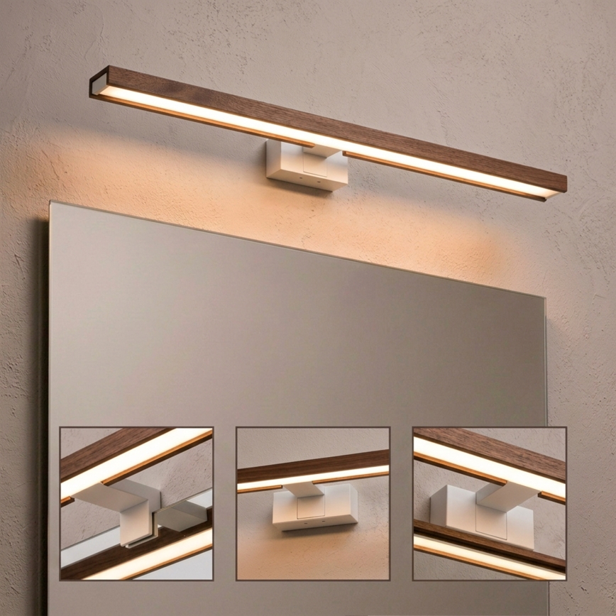 Brilagi - LED vonios veidrodžio apšvietimas WOODY MIRROR 3 viename LED/15W/230V 80 cm IP44 balta/ąžuolas vyšnia