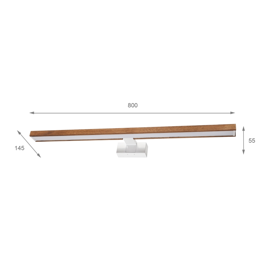 Brilagi - LED vonios veidrodžio apšvietimas WOODY MIRROR 3 viename LED/15W/230V 80 cm IP44 balta/ąžuolas vyšnia