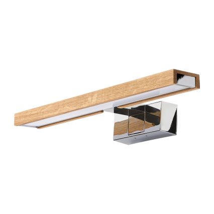 Brilagi - LED vonios veidrodžio apšvietimas WOODY MIRROR 3v1 LED/8W/230V 40 cm IP44 blizgus chromas/ąžuolas